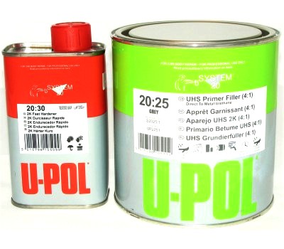 U-POL S2025/1 UHS Грунт наполнитель 4:1 серый + S2032/SM отвердитель стандартный, комплект  1,25л 