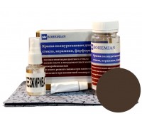 Краска BOHEMIAN (RAL 8014) не прозрачная для стекла, керамики, фарфора 100г (комплект)