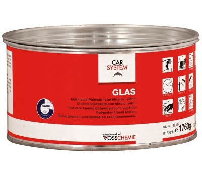 CARSYSTEM. (127974) 9301 GLAS шпаклевка полиэфирная со стекловолокном с отвердителем, 1.8 кг