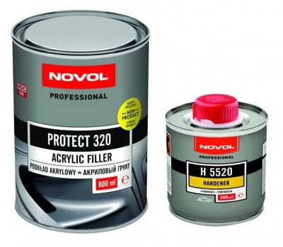 Novol 90114 PROTECT 320 Грунт-наполнитель быстрый 4+1 HS серый + отвердитель, комплект 800мл+200мл
