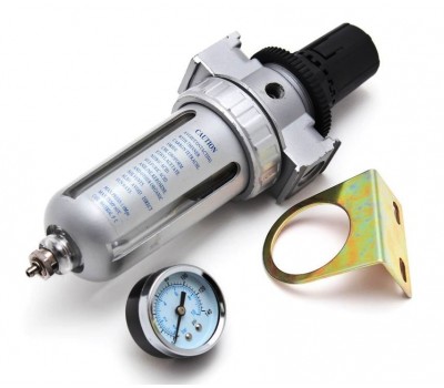 Auarita. AFR-80 Фильтр-влагоотделитель с манометром, регулятором давления и автосбросом воды, 1/4"